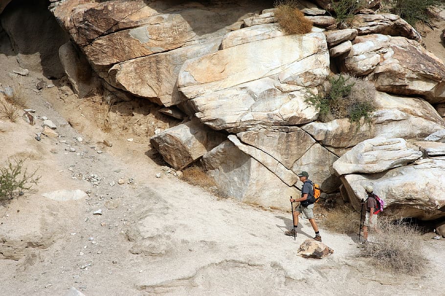 Hikers, Hiking, Backpacking, mountain, rocks, landscape, walking HD wallpaper