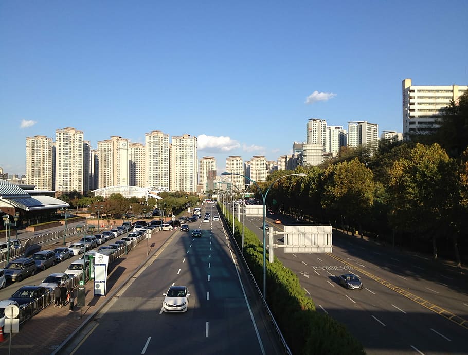 Seoul, Korea, City, Asian, Street, Cars, buildings, architecture, HD wallpaper
