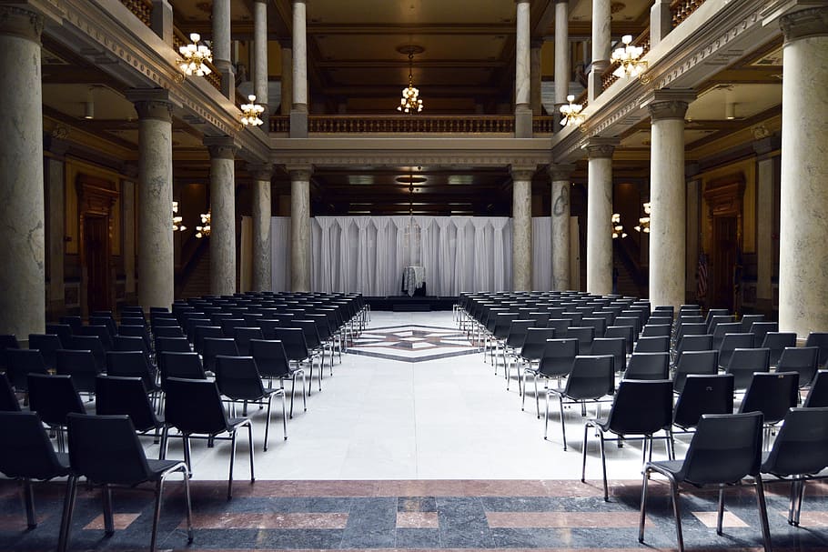 chair, row, empty, seat, presentation, audience, auditorium HD wallpaper