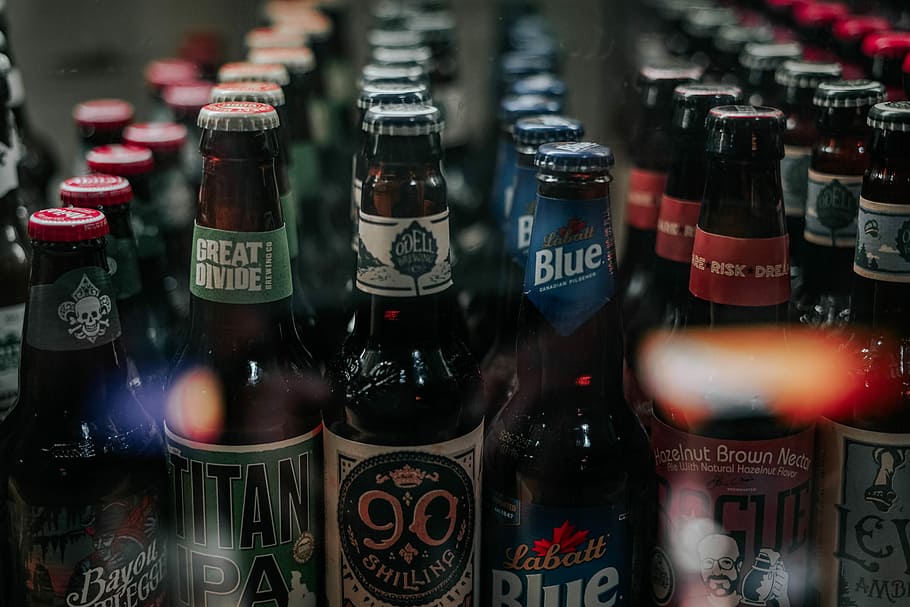 assorted-label bottle lot, lot of unopened beer bottles, awesome HD wallpaper