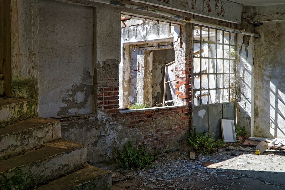 stairs, light, building, construction, abandoned, abandoned building HD wallpaper
