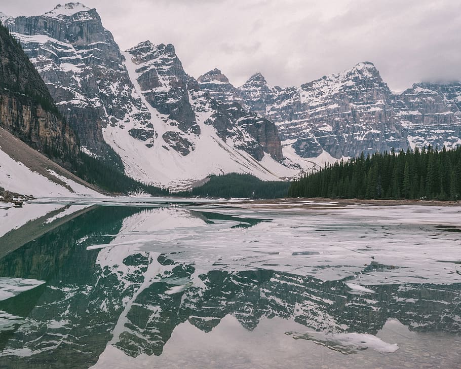 landscape, mountains, lake, water, reflection, trees, forest HD wallpaper