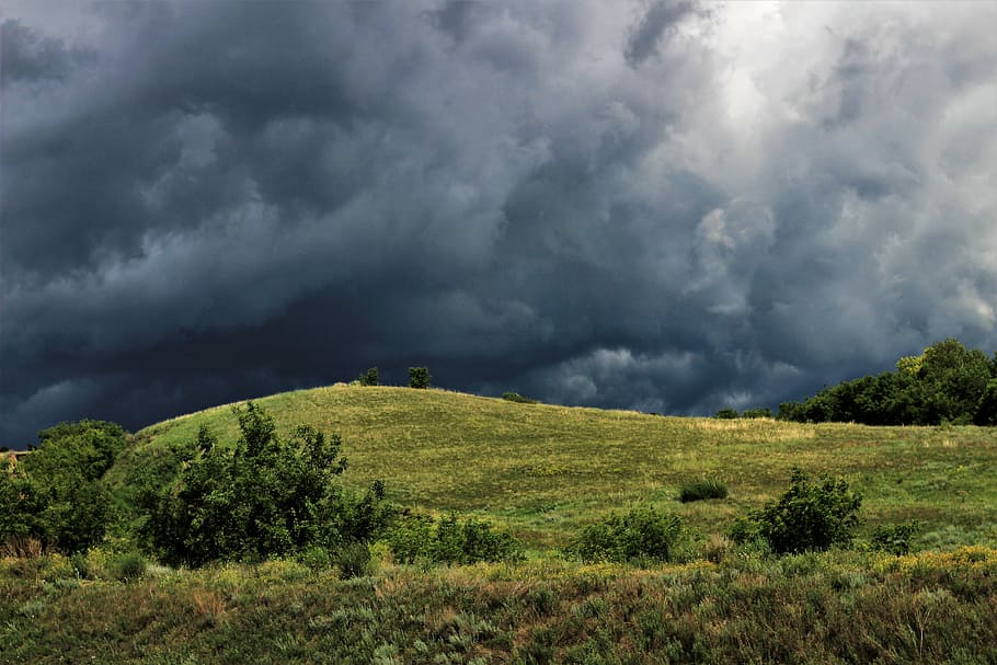 nature, landscape, panoramic, sky, outdoors, hill, cloud, field HD wallpaper