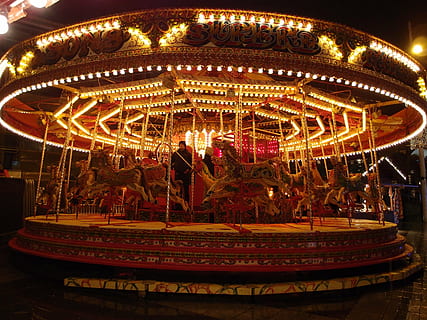 carousel, for joy, nice, night view, amusement Park Ride, traveling Carnival HD wallpaper