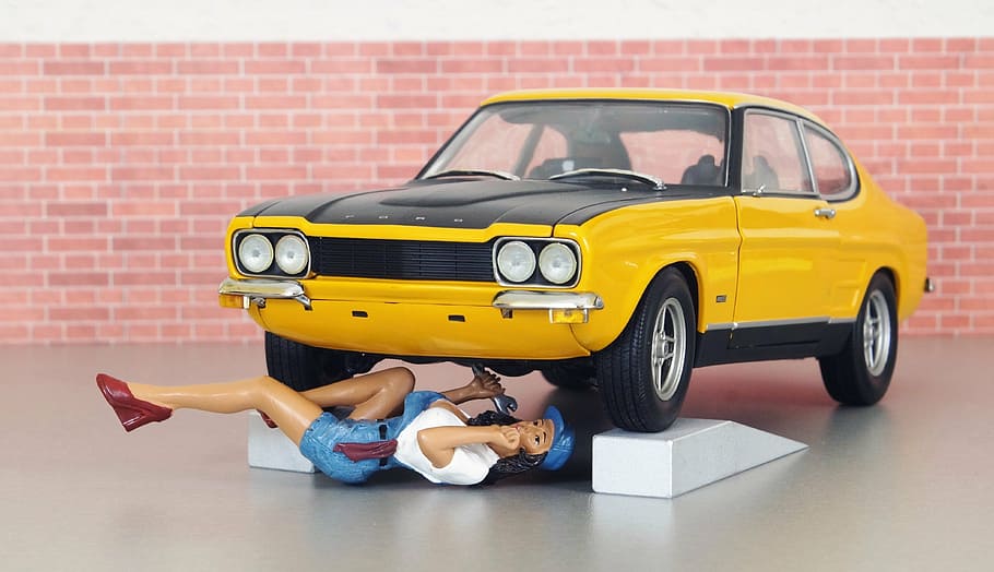 model car, ford, ford capri, mechanic, workshop, auto, oldtimer HD wallpaper