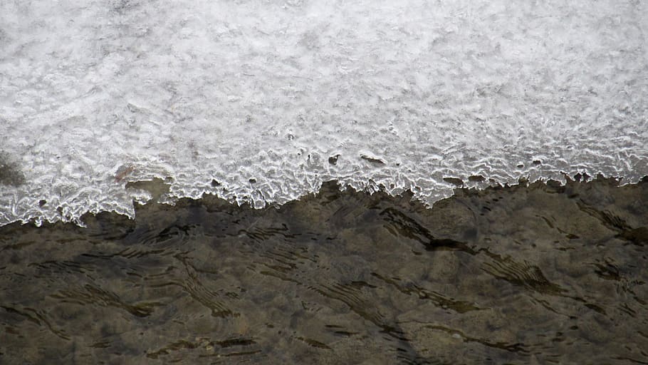 ice, bach, winter, melt, pattern, background, water, frozen HD wallpaper