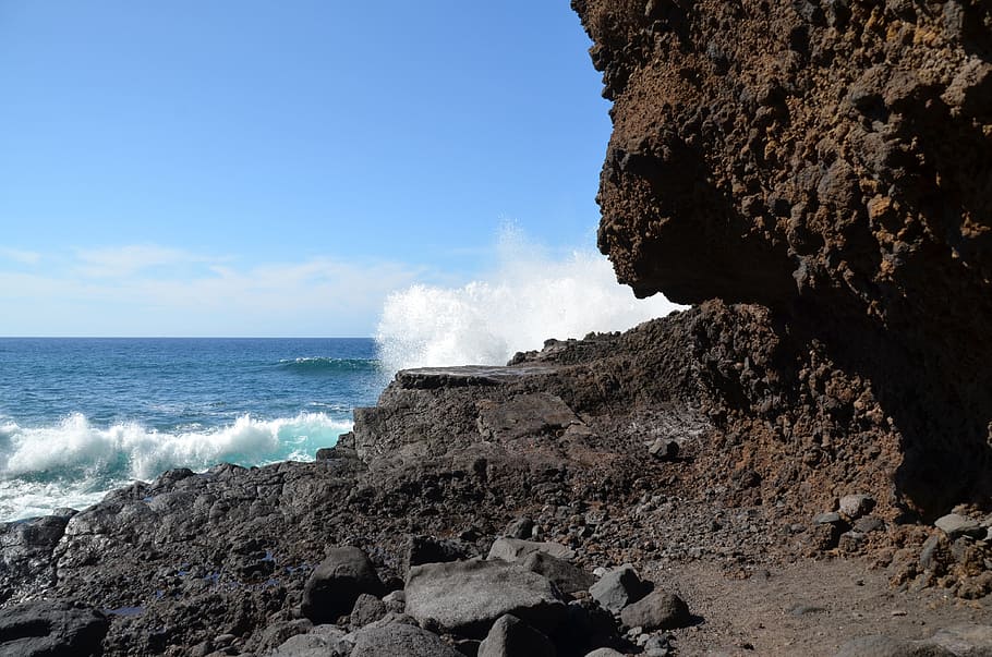 surf, rock, nature, coast, sea, beach, sky, ocean, atlantic HD wallpaper