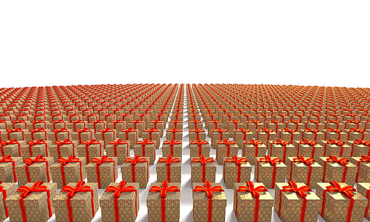 red-and-brown gift box lot illustration, present, holiday, christmas HD wallpaper