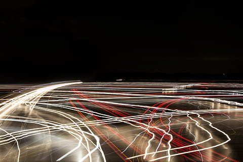 traffic, highway, lights, at night, vehicles, germany, speed HD wallpaper