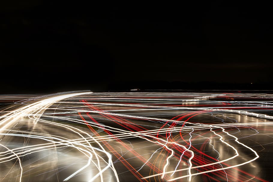 traffic, highway, lights, at night, vehicles, germany, speed, HD wallpaper