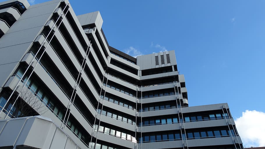 low angle photography of high rise buildings, düsseldorf, am seestern HD wallpaper