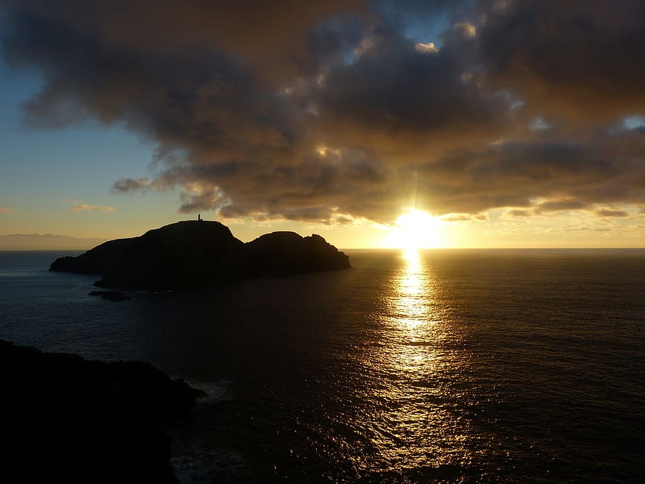 Sunset, portosanto, abendstimmung, sea, reflection, scenics HD wallpaper