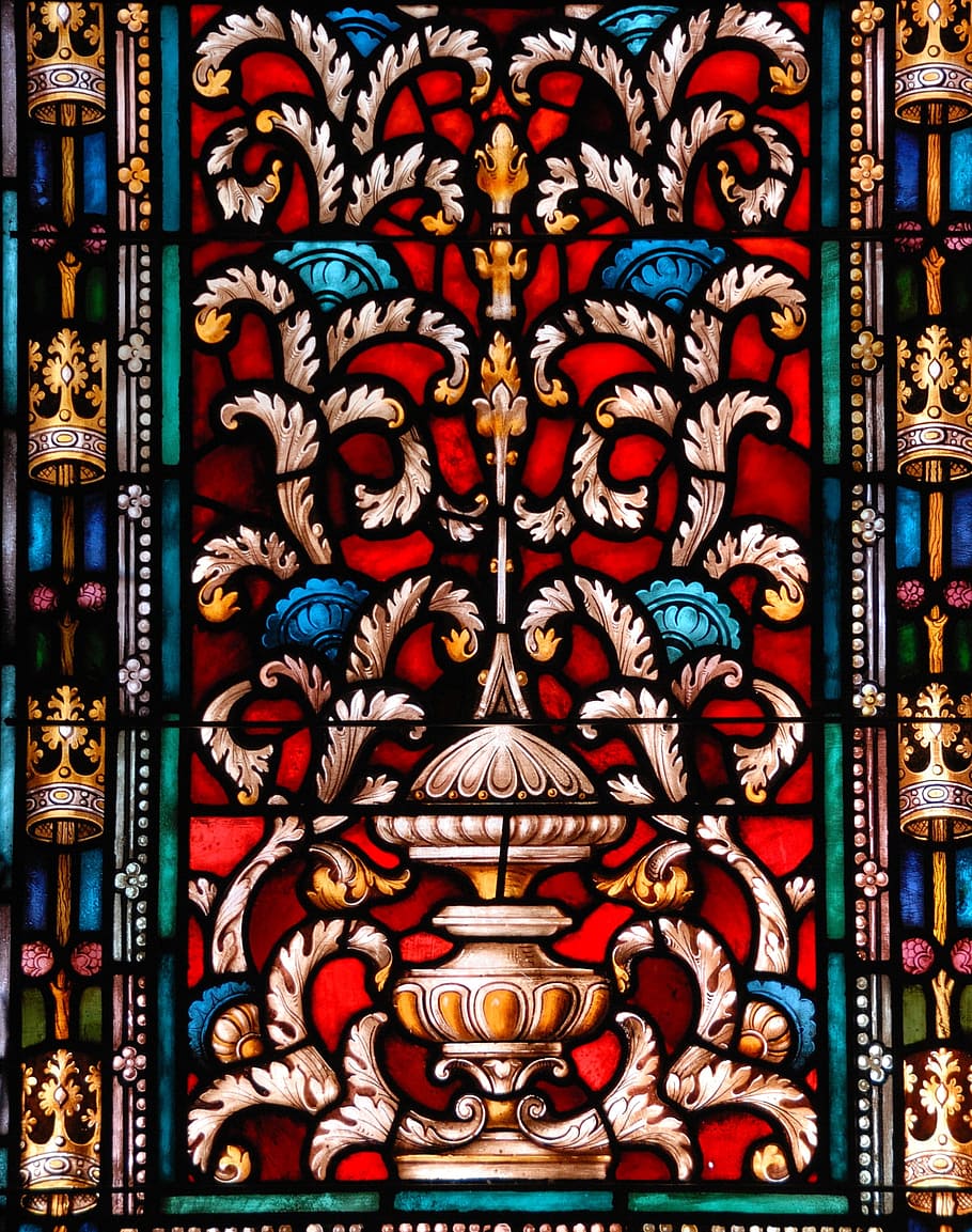 decoration, art, pattern, ornate, religion, church, stained glass HD wallpaper