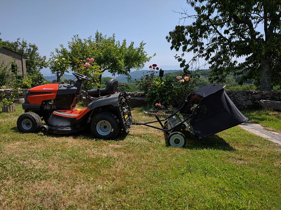 Lawn Mower, Tractor, barredora, agriculture, tree, day, no people HD wallpaper
