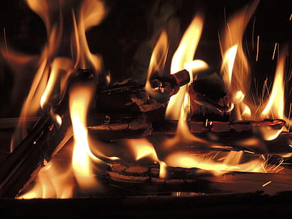 red fire, campfire, flame, warm, heat, burn, brand, arson, fire devil HD wallpaper