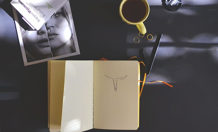 notepad, notebook, sketch, drawing, design, paper, no people HD wallpaper