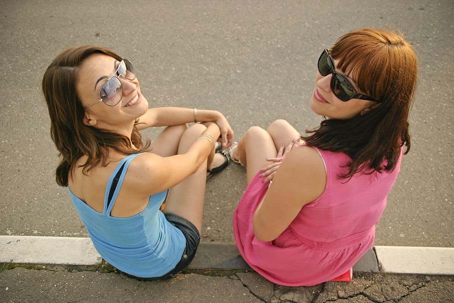 girls, summer, road, two people, women, females, child, childhood HD wallpaper