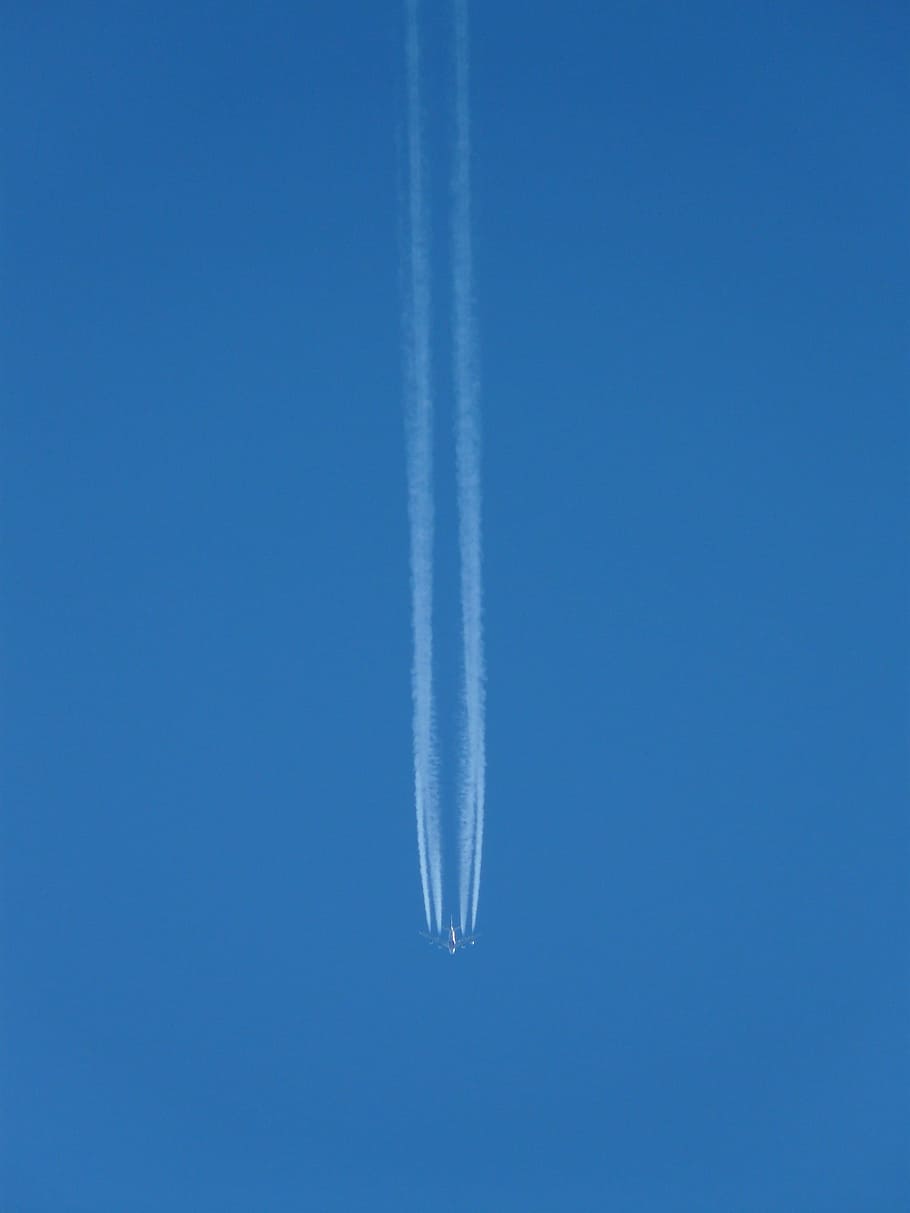 Aircraft, Fly, Contrail, Jet, jet propulsion, travel, sky, holiday HD wallpaper