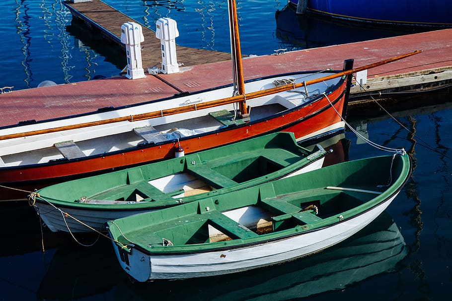 Two small boats sit in the harbour in Barcelona, Spain. Image captured with a Canon DSLR, HD wallpaper