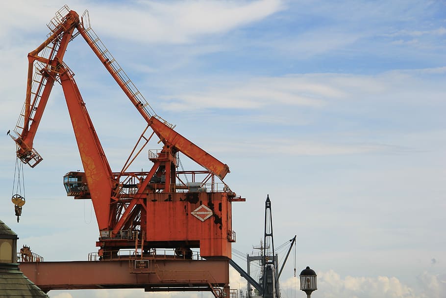 Container Crane, Old, Transport, harbor, pier, machine, loading HD wallpaper