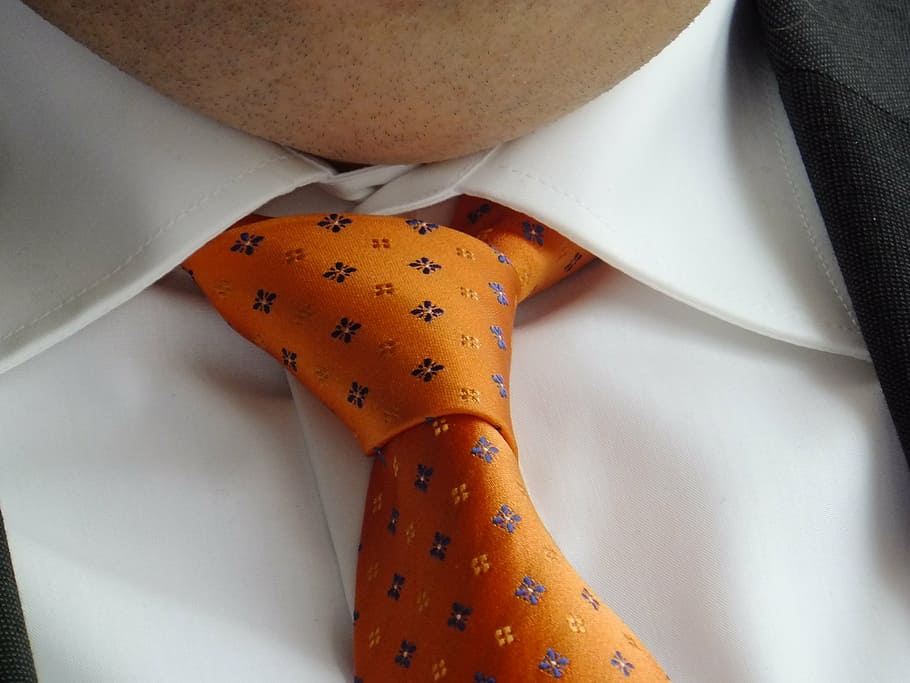 tie, orange, festive, man, neck, men, businessman, shirt, fashion, HD wallpaper