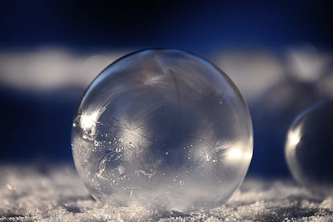 Frozen, Soap Bubble, Bubble, Ball, Snow, Winter, sphere, shiny HD wallpaper