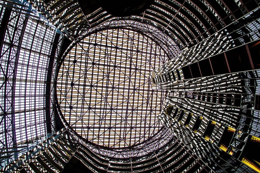 bottom view of building with lights, untitled, architecture, structure HD wallpaper