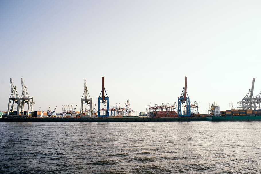 Hamburg Harbour, industry, landscape, harbor, freight Transportation HD wallpaper