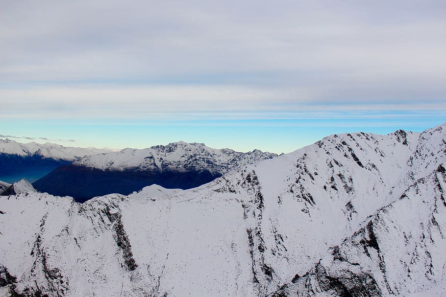 snow covered mountain under white clouds, landscape photo of snow covered mountain HD wallpaper