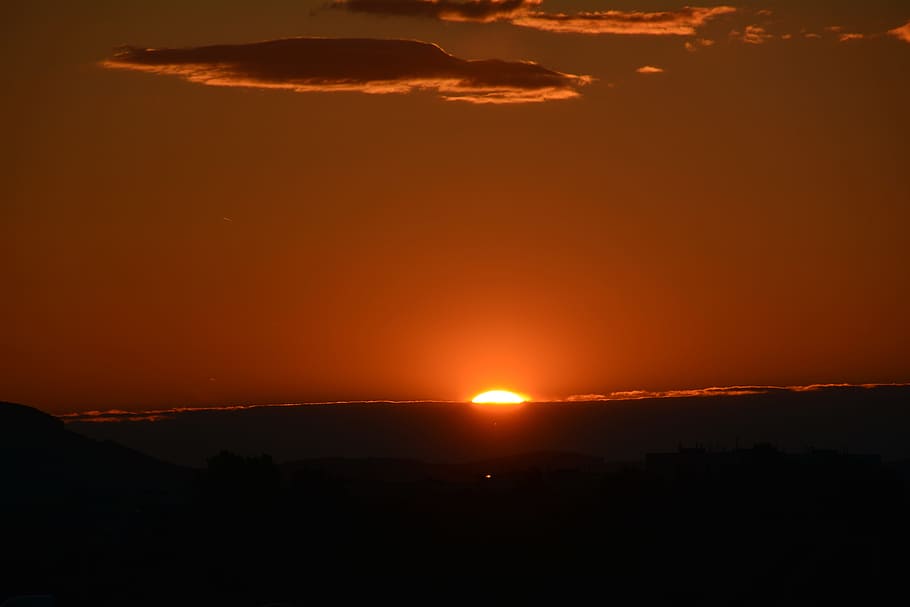 sunset, clouds, afterglow, evening sky, red, abendstimmung HD wallpaper