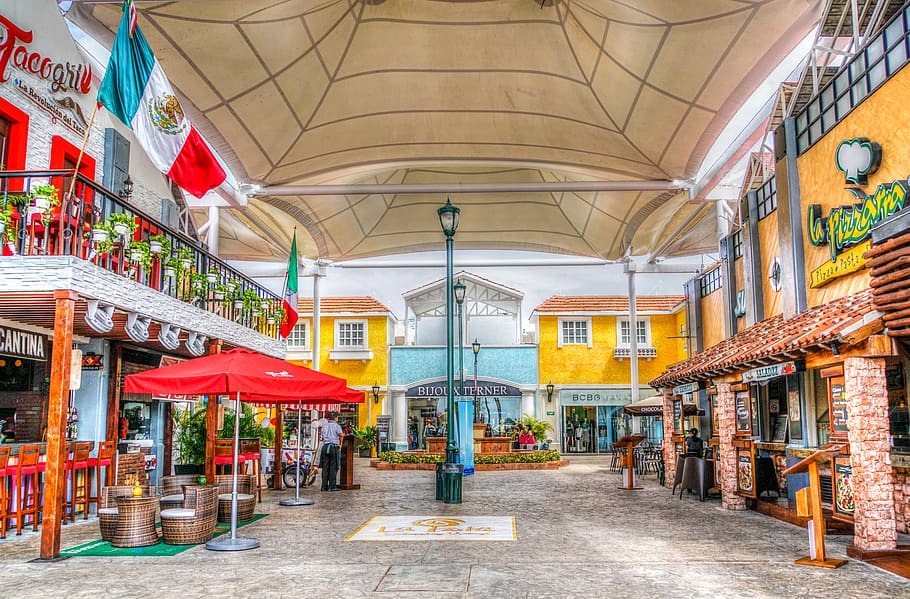 cancun, mexico, bridge, shopping center, downtown, tropical