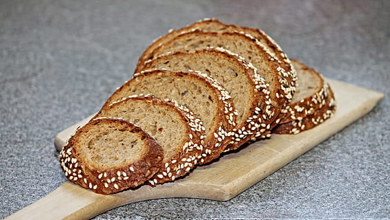 bread on the chopping board, grain bread, rye bread, cut, crispy HD wallpaper