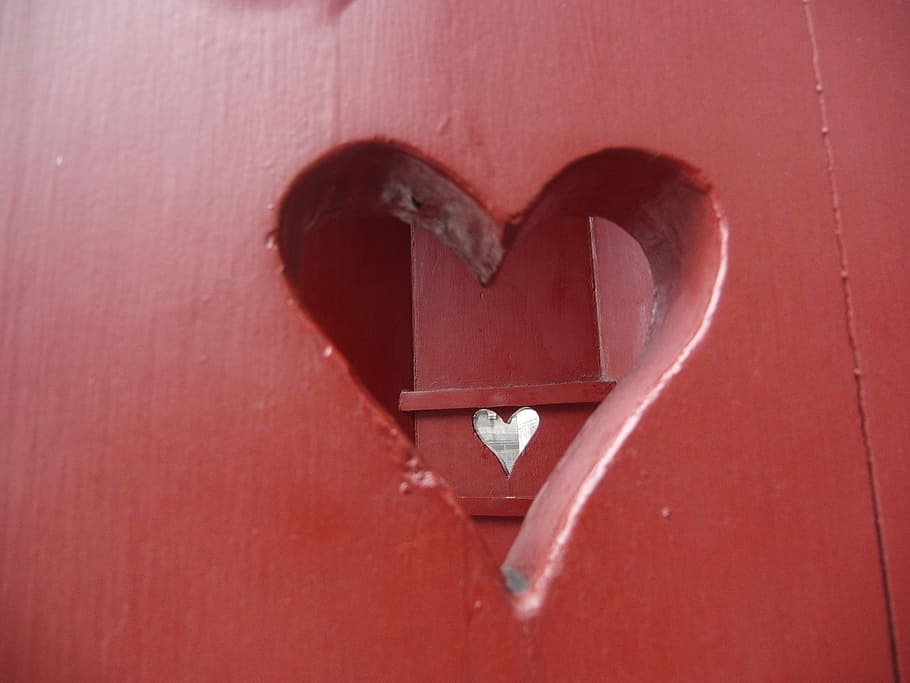 red heart-shaped wood decor, heart shape, love, positive emotion HD wallpaper