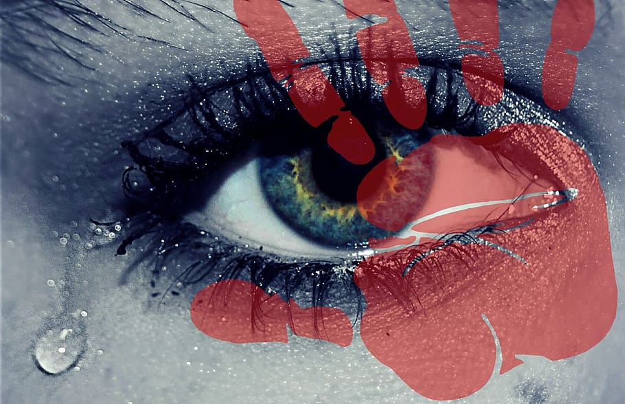 photo of person's eye, bullying, stop, violate, feelings, sad, HD wallpaper