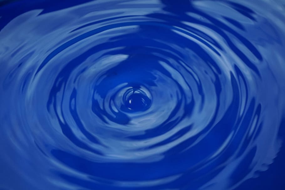 Water, Wave, Surface, blue, concentric, rippled, circle, drop HD wallpaper