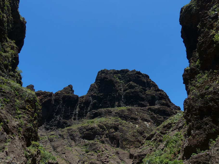masca ravine, rock, gorge, hike, tenerife, canary islands, mountains, HD wallpaper