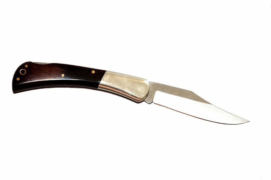 photo of black handled flip knife, pocket knife, blade, sharp