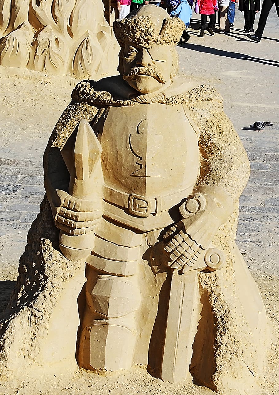 statue, sand, the waterfront, sculpture, art and craft, representation HD wallpaper