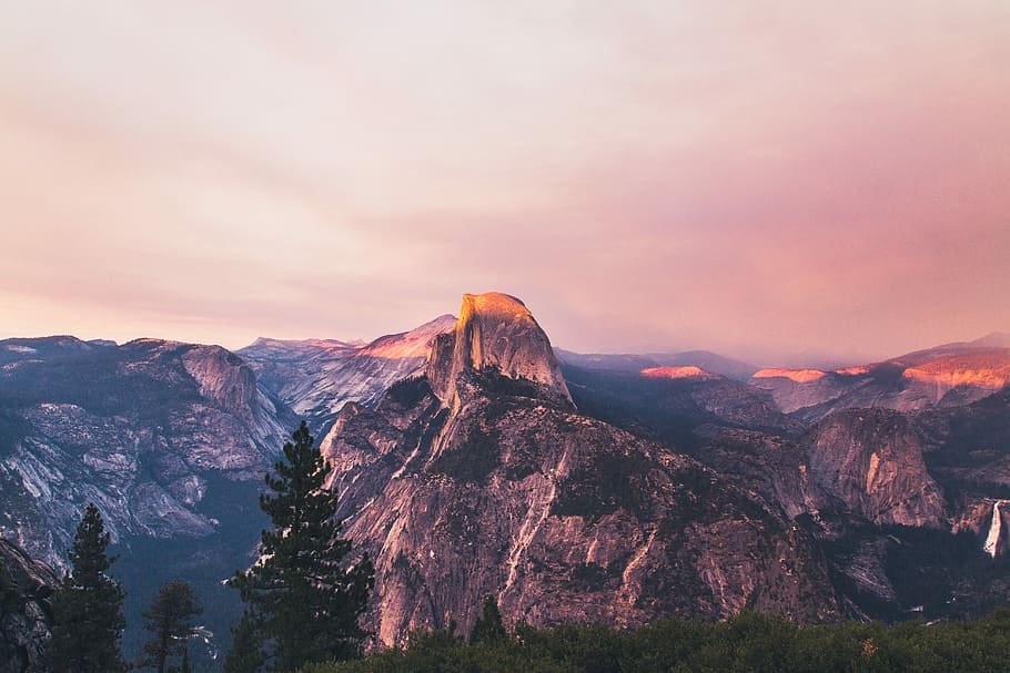 aerial landscape photography of mountains, mountain range, horizon HD wallpaper