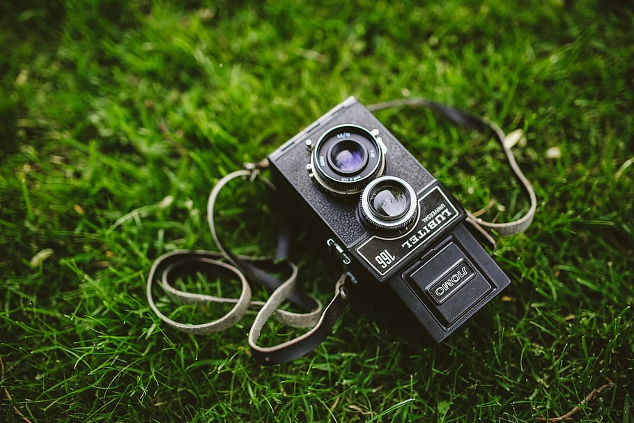 Vintage black camera, old, photography, camera - Photographic Equipment