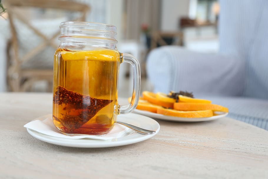 lemon juice on glass mug, water, cloves, tea, winter, relaxation HD wallpaper