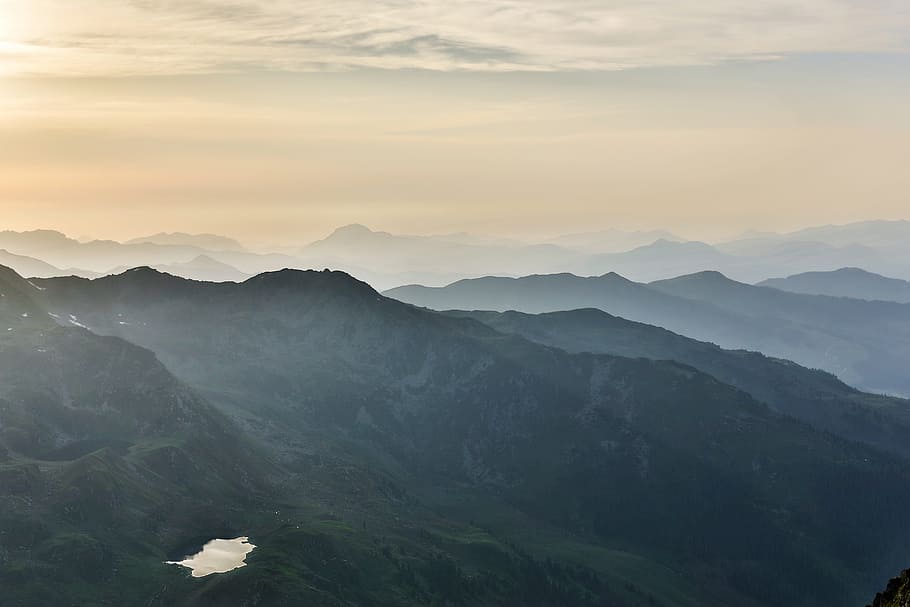 mountains, landscape, nature, sunset, clouds, scenics - nature HD wallpaper