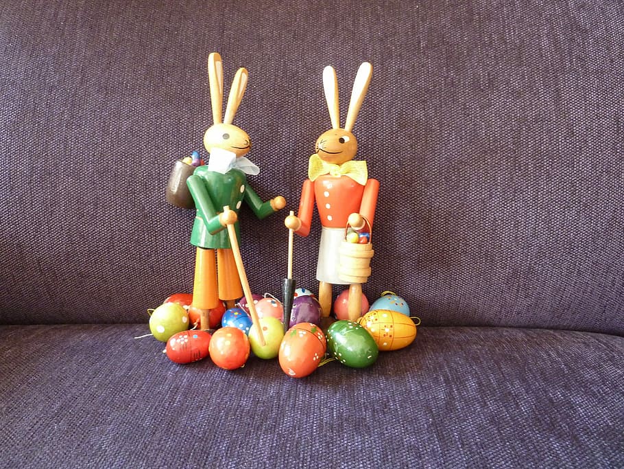 Easter Bunny, Holiday, easter eggs, rabbit, wood, joy, deco HD wallpaper