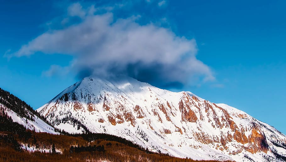 winter, snow, mountains, forest, trees, woods, nature, outdoors HD wallpaper