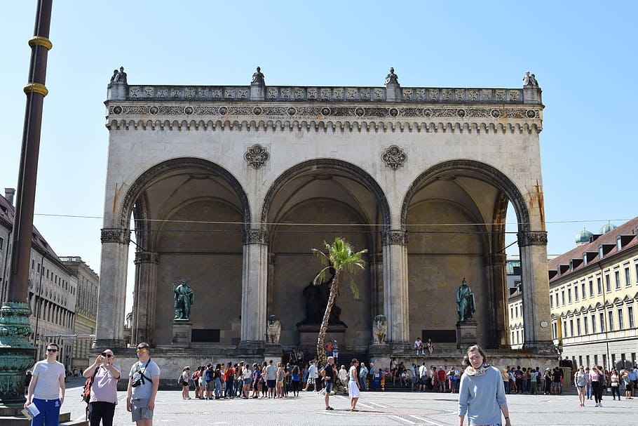 munich, odeonsplatz, field mr hall, germany, architecture, built structure HD wallpaper