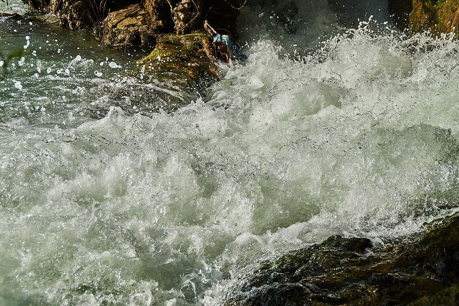 waterfall, inject, sport, motion, splashing, river, beauty in nature HD wallpaper