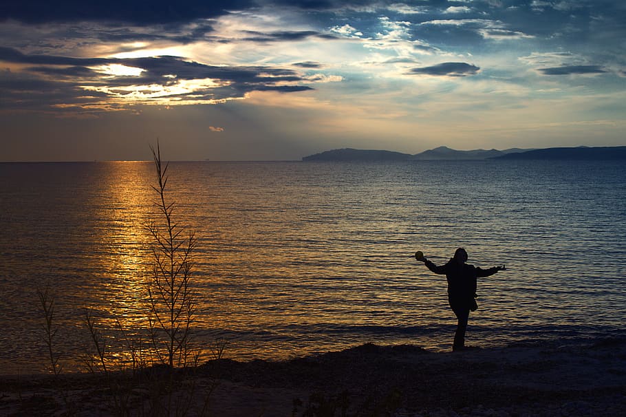 Sunset, Deans, Marine, nature, sea, water, silhouette, people HD wallpaper
