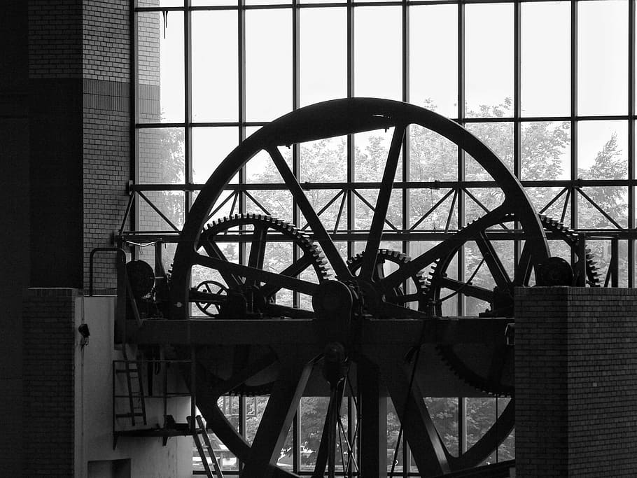 silhouette, wheel, window, architecture, built structure, day HD wallpaper