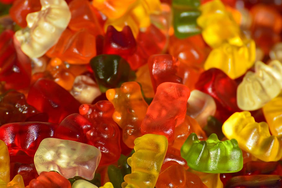 bunch of gummy bears, gummibär, gummibärchen, fruit gums, delicious, HD wallpaper