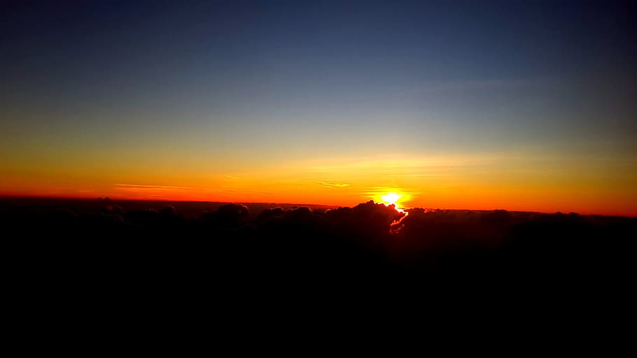sky, clouds, sun, subset, horizon, sunset, silhouette, scenics - nature HD wallpaper